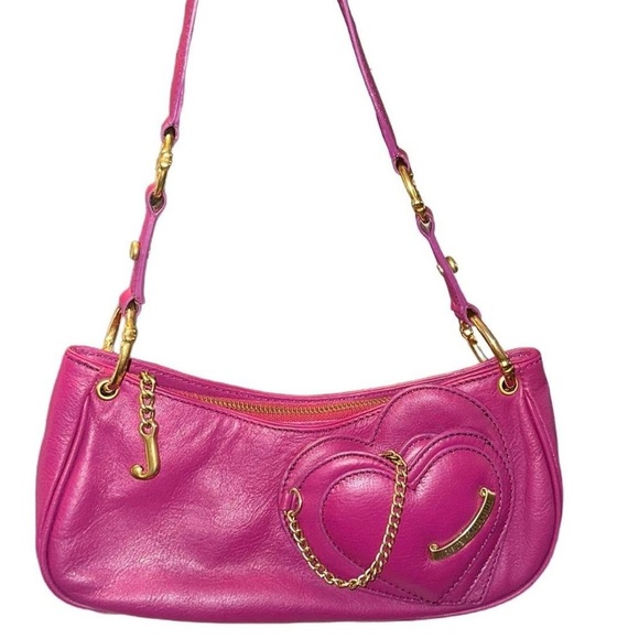 Juicy Couture Vintage Heart Chain Shoulder Bag/Baguette Pink/Purple Y2K Rare - Picture 8 of 11